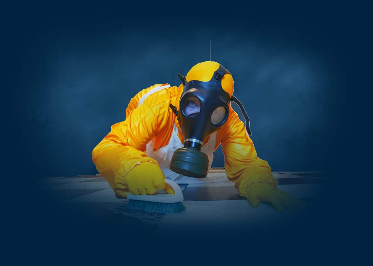 Cleaning And Sanitation With Full Protective Gear